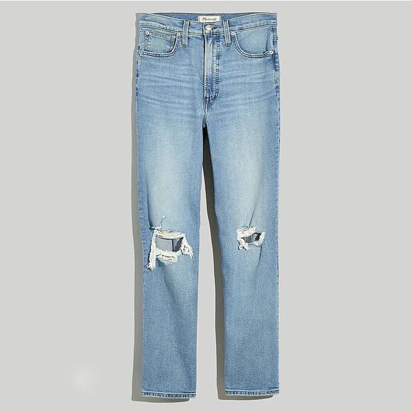 Madewell The Perfect Vintage Straight Danby Knee-Rip Edition Jeans Size 29 - Picture 14 of 16